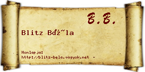 Blitz Béla névjegykártya