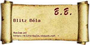 Blitz Béla névjegykártya